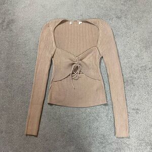 ASTR The Label Women’s XL Tan Cut Out Long Sleeve Jumper Sweater Top